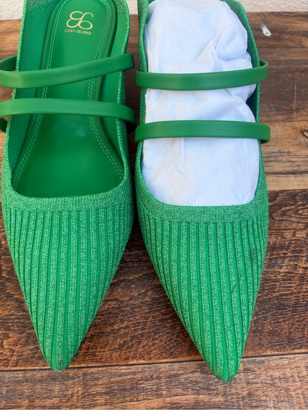 Cosy Island Green Pointed Toe Flats Women’s Size 8 - Picture 3 of 16